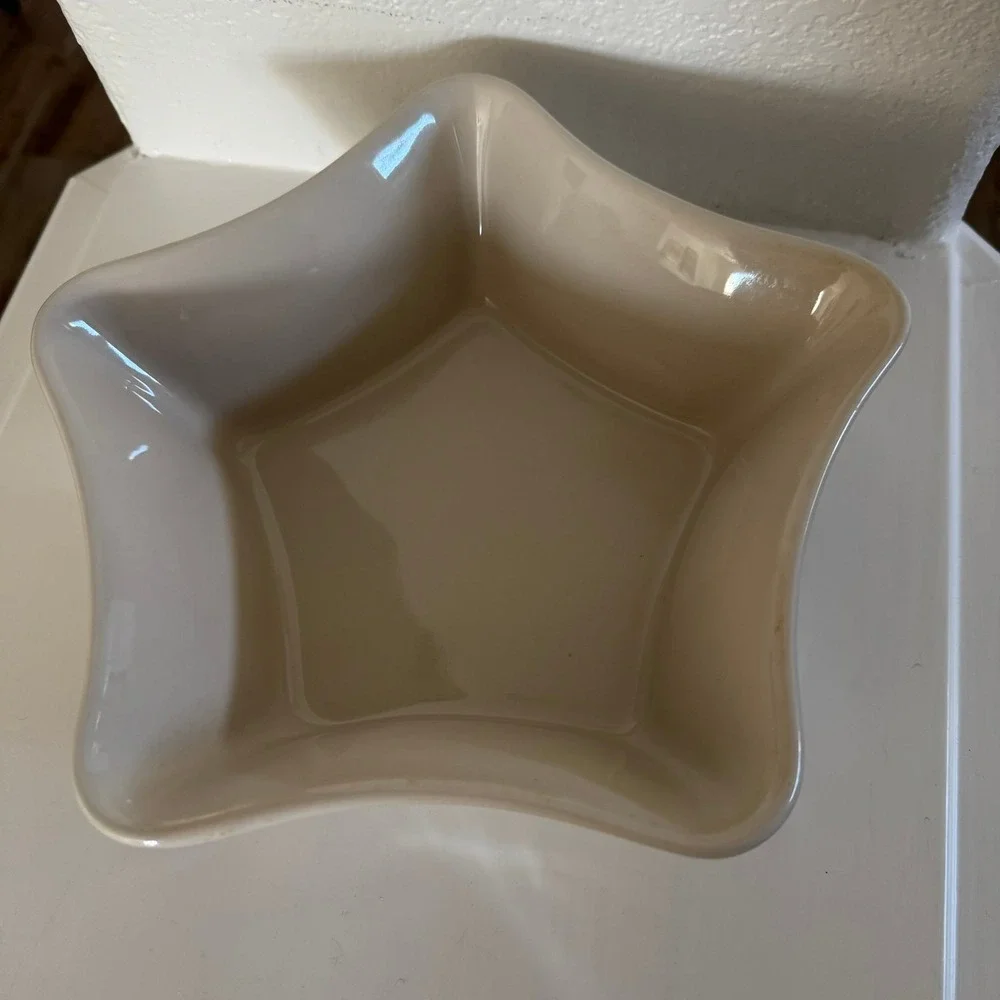Longaberger Pottery‎ Star Shaped Bowl Woven Traditions Burgundy Oven Dishwasher